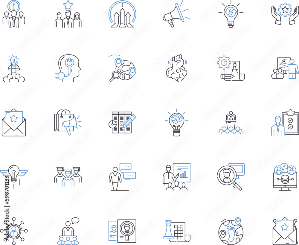 Political agenda line icons collection. Partisanship, Ideology, Governance, Policy, Strategy, Election, Campaign vector and linear illustration. Lobbying,Legislative,Advocacy outline Generative AI
