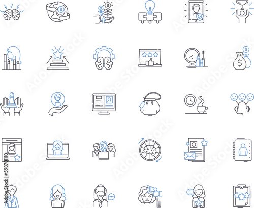 Professionals line icons collection. Experts, Specialists, Skilled, Experienced, Trained, Qualified, Professional vector and linear illustration. Practitirs,Consultants,Advisors outline Generative AI