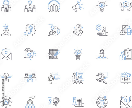 Political agenda line icons collection. Partisanship, Ideology, Governance, Policy, Strategy, Election, Campaign vector and linear illustration. Lobbying,Legislative,Advocacy outline Generative AI
