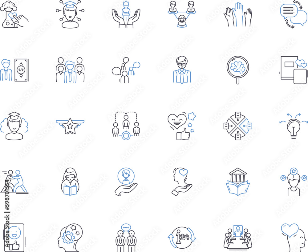 Nerking and outreach line icons collection. erking, Connections, Collaboration, Relationships, Contacts, Handshakes, Engagements vector and linear illustration. Generative AI