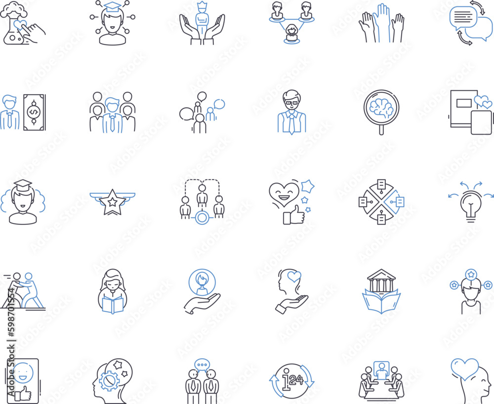 Fototapeta premium Nerking and outreach line icons collection. erking, Connections, Collaboration, Relationships, Contacts, Handshakes, Engagements vector and linear illustration. Generative AI