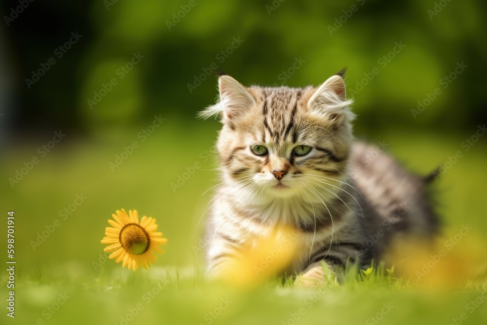 cat playing in the grass