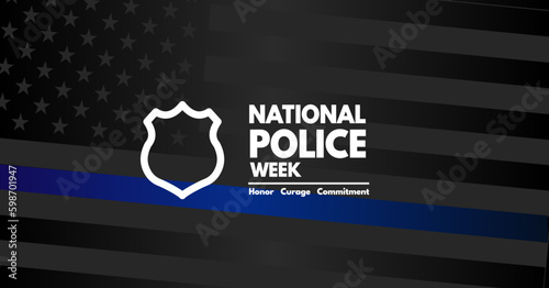 National Police Week background. Poster, card, banner and background. Banner on the background of the flag
