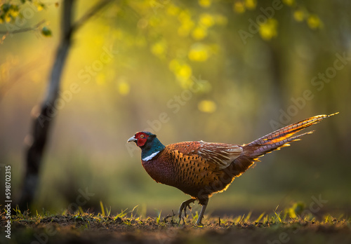 Ringneck Pheasant (Phasianus colchicus) male close up
