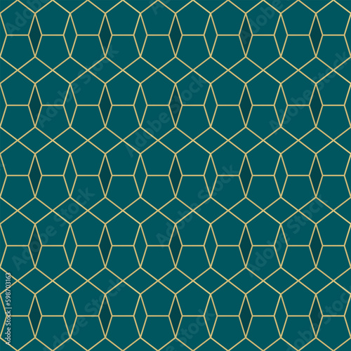 seamless pattern line turquoise with gold background