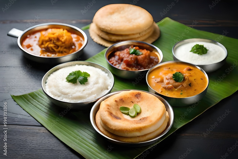 Dosa is a thin batter-based dish originating from South India, made from a fermented batter predominantly consisting of lentils and rice. generated by AI