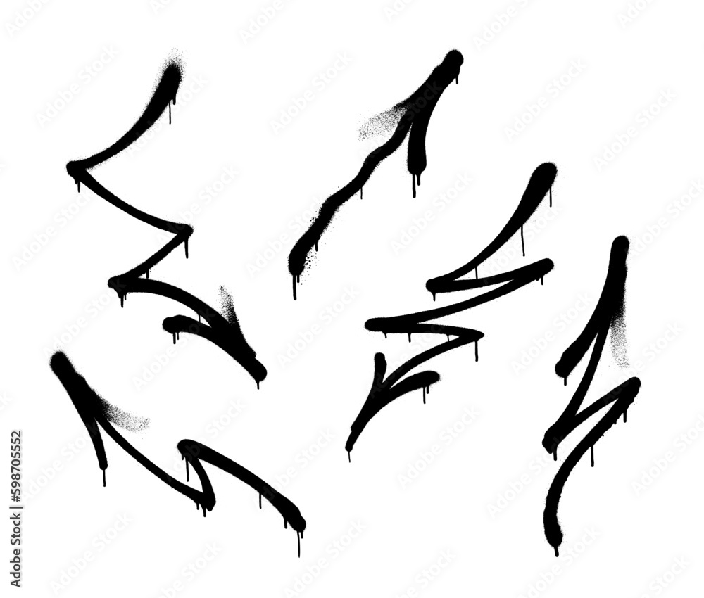 Graffiti arrow with overspray in black over white. Vector graffiti image Graffiti arrow with overspray in black over white. Vector graffiti image