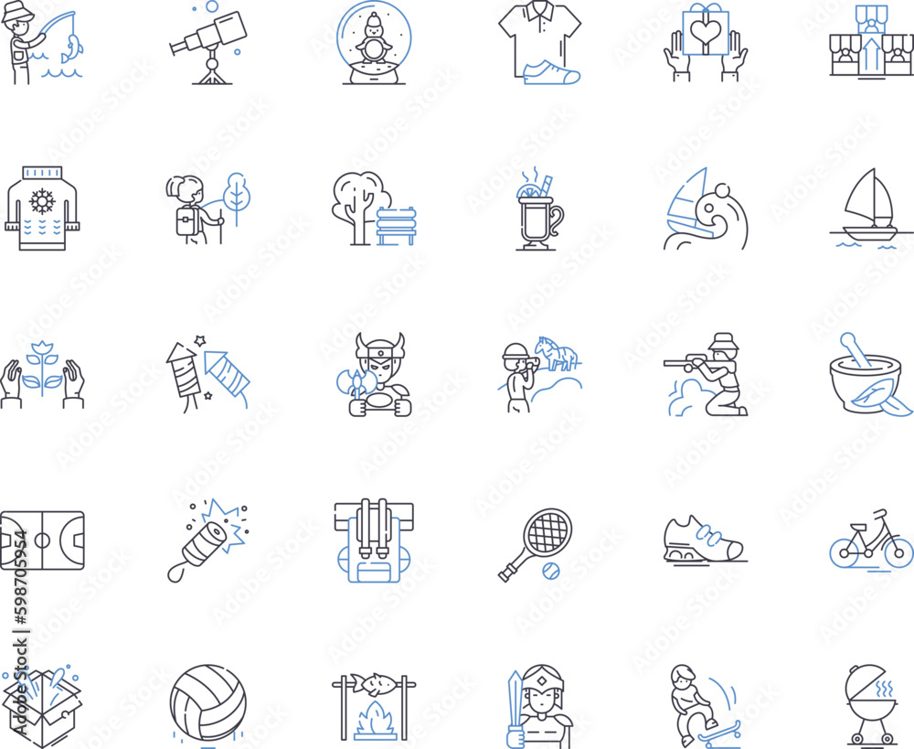 Hobby line icons collection. Painting, Gardening, Cooking, Dancing, Collecting, Writing, Photography vector and linear illustration. Gaming,Fishing,Hiking outline signs set Generative AI Hobby line icons collection. Painting, Gardening, Cooking, Dancing, Collecting, Writing, Photography vector and linear illustration. Gaming,Fishing,Hiking outline signs set Generative AI