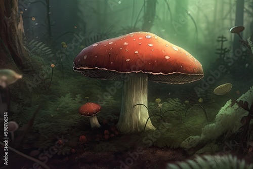 Enchanted Fungal Forest: A Magical Journey of Mystical Mushrooms and Lush Greenery: Generative AI