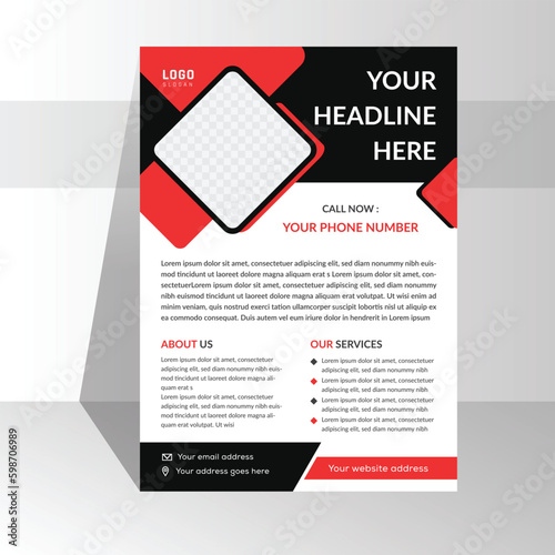 Corporate business flyer template design with gradient color. Poster, leaflet design for promotional purposes, a4 size half page one side with bleed & margin, use to use and edit, print ready flier