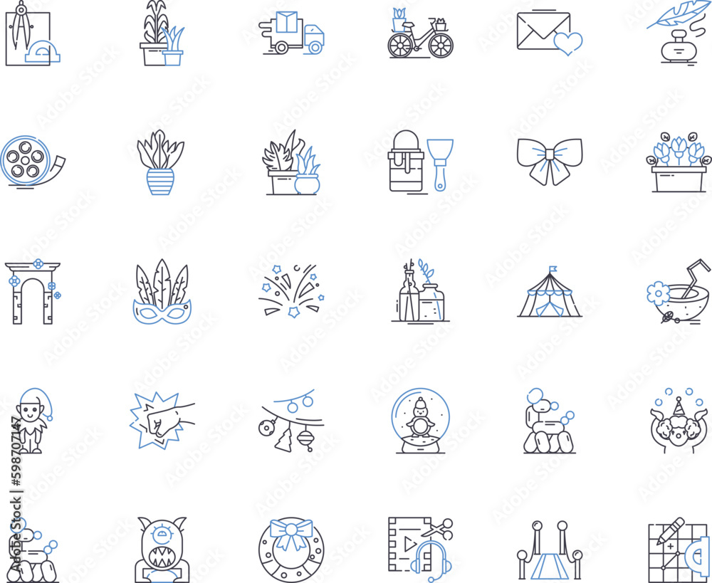 Innovative idea line icons collection. Creativity, Visionary, Ingenuity, Cleverness, Inventiveness, Originality, Novelty vector and linear illustration. Generative AI