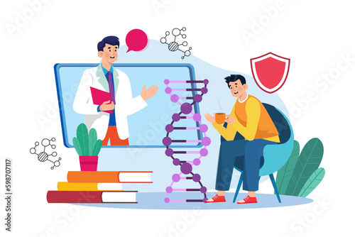 A genetic counselor advises patients on genetic risks and tests.