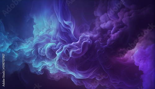 Mist texture. Color smoke. Paint water mix smoke abstract background. Blue purple red smoke. Ai generated image 