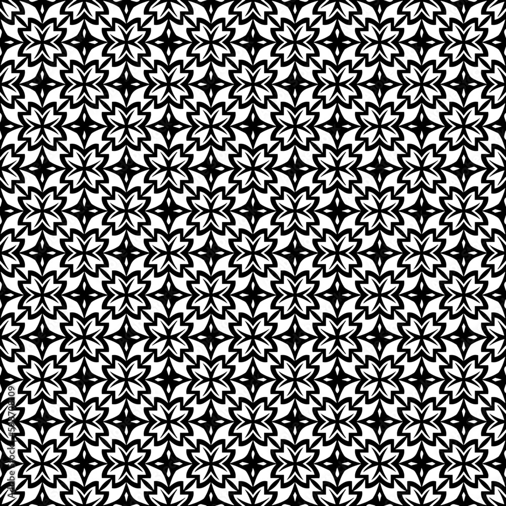 Black and white seamless pattern texture. Greyscale ornamental graphic design. Mosaic ornaments. Pattern template. Vector illustration. EPS10.