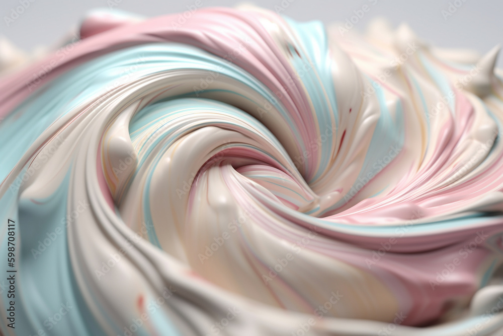 Abstract illustration - dynamic colorful cream twirl, 3d rendering. Generative AI Abstract illustration - dynamic colorful cream twirl, 3d rendering. Generative AI