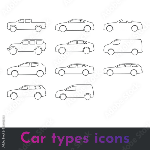 Car body types vector illustration for web