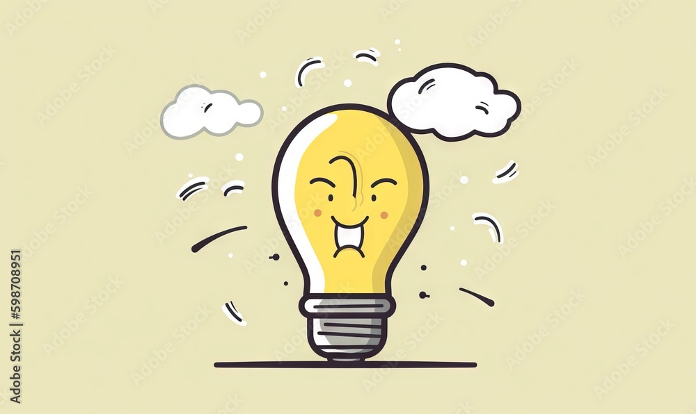 a light bulb with a smiling face on top of it. generative ai a light bulb with a smiling face on top of it. generative ai