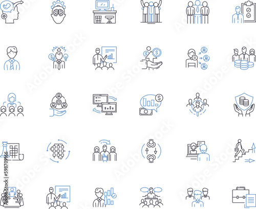 Head line icons collection. Skull, Brain, Scalp, Hair, Temple, Forehead, Eyes vector and linear illustration. Ears,Mouth,Nose outline signs set Generative AI