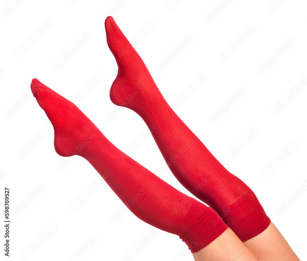 legs in red tights on a transparent background legs in red tights on a transparent background