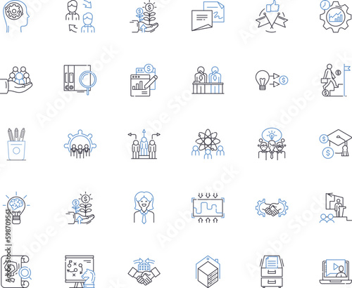 Fiscal benefits line icons collection. Taxation, Deductions, Exemptions, Credits, Rebates, Refunds, Savings vector and linear illustration. Returns,Incentives,Breaks outline signs set Generative AI
