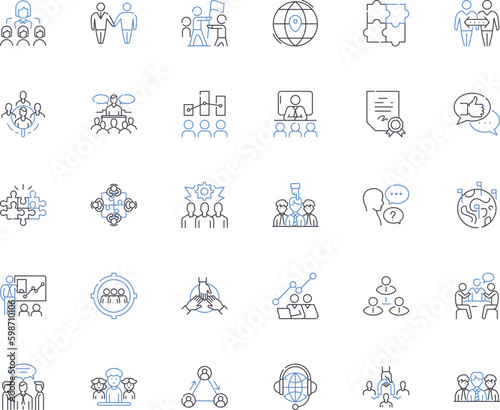 Friendship line icons collection. Loyalty, Trust, Companionship, Laughter, Support, Understanding, Empathy vector and linear illustration. Kindness,Camaraderie,Devotion outline signs set Generative AI