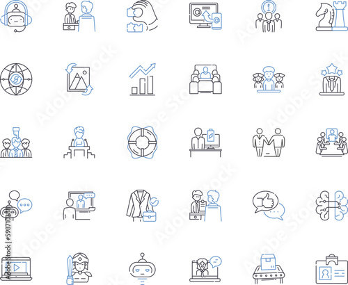 Executive path line icons collection. Leadership, Strategy, Decision-making, Vision, Management, Communication, Influence vector and linear illustration. Generative AI