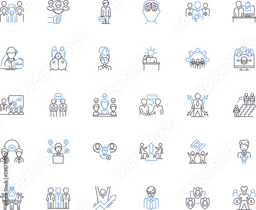 Gentlemen's industry line icons collection. Luxury, Suave, Sophistication, Savvy, Chic, Classy, Elegance vector and linear illustration. Discretion,Refinement,Exclusivity outline signs Generative AI