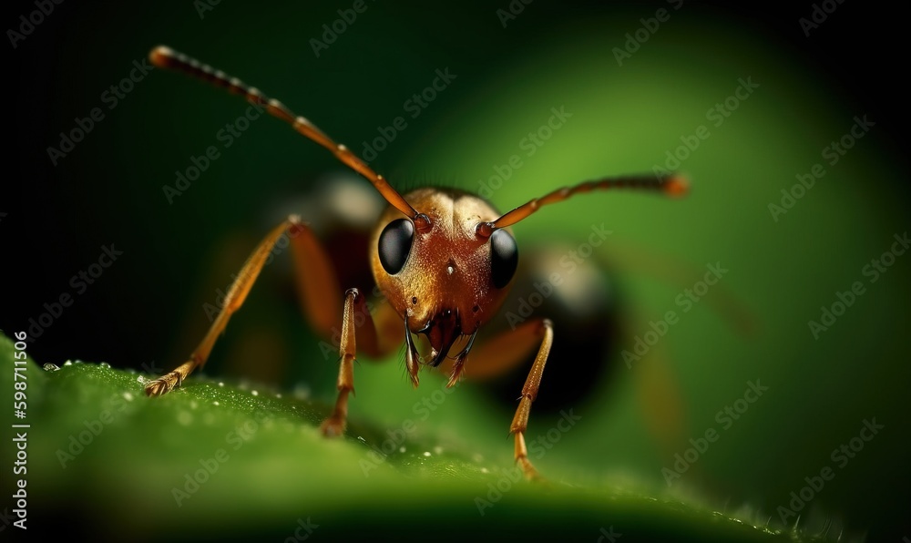 a close up of a bug on a leaf with a black background. generative ai a close up of a bug on a leaf with a black background. generative ai