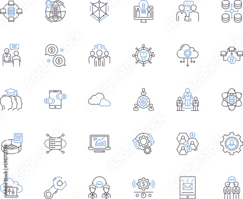 Exchange line icons collection. Trade, Barter, Swap, Conversion, Interchange, Switch, Transfer vector and linear illustration. Substitution,Reciprocity,Transaction outline signs set Generative AI