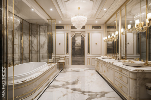 Luxury elegant modern washroom, toilet and bathroom, indoor architecture design inspiration