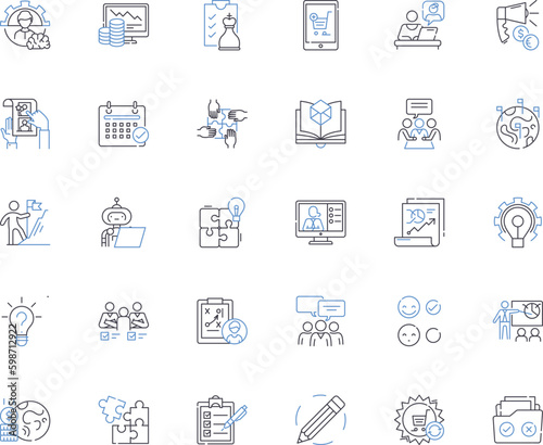 Endeavor line icons collection. Effort, Struggle, Ambition, Enterprise, Pursuit, Venture, Initiative vector and linear illustration. Creation,Triumph,Resilience outline signs set Generative AI