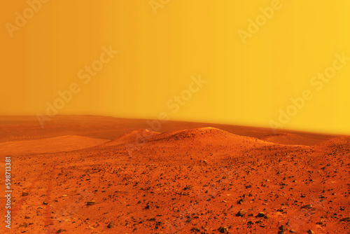 The surface of the planet Mars. Elements of this image furnished NASA.