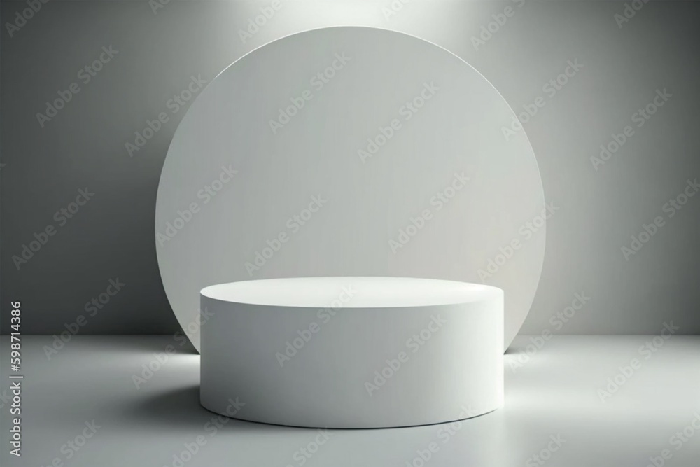 Premium white round Podium Stand. Generative AI Generative AI Premium white round Podium Stand. Generative AI Generative AI