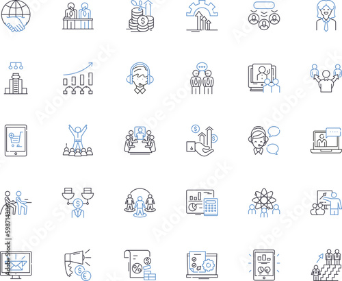 Enterprise platform line icons collection. Scalability, Efficiency, Integration, Automation, Performance, Collaboration, Agility vector and linear illustration. Generative AI