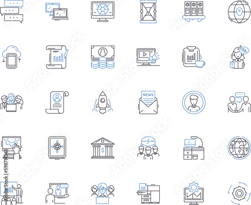 Enterprise premises line icons collection. Office, Warehouse, Factory, Workshop, Storefront, Headquarters, Plant vector and linear illustration. Campus,Facility,Storehouse outline signs Generative AI