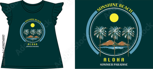 SUNSHINE BEACH ALOHA t-shirt graphic design vector illustration 
