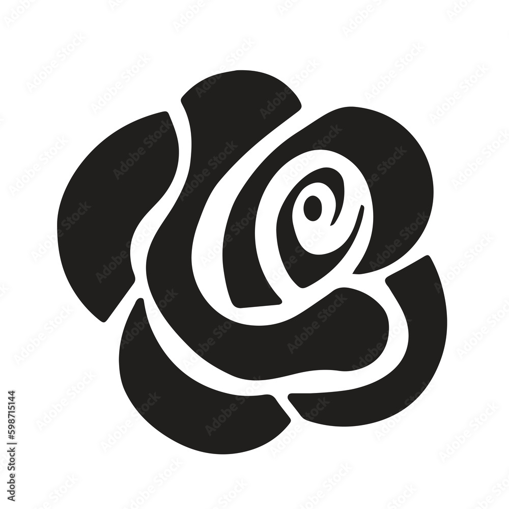 Rose icon in black and white. Vector format. Flower outline. Isolated on white. Rose icon in black and white. Vector format. Flower outline. Isolated on white.