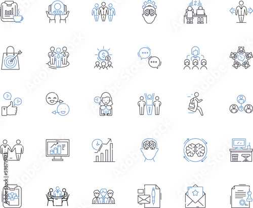 Customer service and satisfaction line icons collection. Satisfaction, Loyalty, Engagement, Feedback, Resolution, Empathy, Communication vector and linear illustration. Generative AI