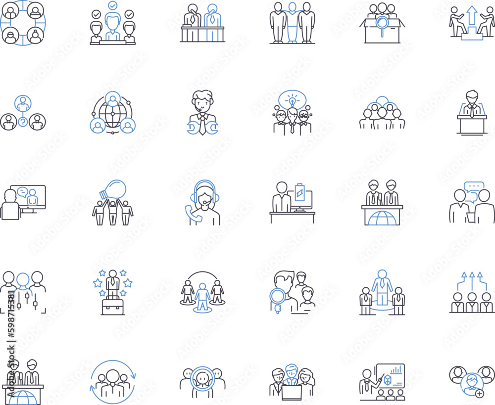 Corporate hierarchy line icons collection. Leadership, Management, Structure, Power dynamic, Chain, Level, Order vector and linear illustration. Authority,Hierarchy,Organizational Generative AI