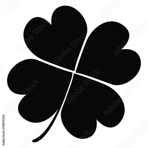 Vector illustration Black four-leaf clover icon on white background. Simple icon. Happy Saint Patrick's Day.