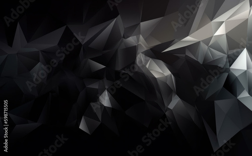 Polygonal abstract black background, triangle abstract background, modern geometrics. Generative Ai. © Saulo Collado
