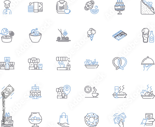 Diner line icons collection. Homestyle, Classic, Comfort, Greasy, All-day, Breakfast, Lunch vector and linear illustration. Dinner,Nostalgic,American outline signs set Generative AI