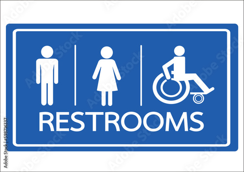 Restroom Symbol Male Female and Wheelchair Handicap Icon