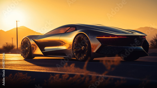 Futuristic luxury vehicle   high-tech design of a concept car  aerodynamic lines  Made by AI  AI generated  Artificial intelligence  