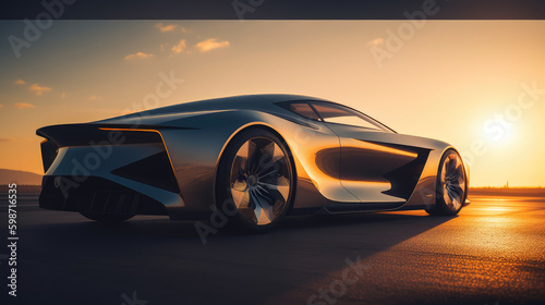 Futuristic luxury vehicle,  high-tech design of a concept car, aerodynamic lines, Made by AI, AI generated, Artificial intelligence	
