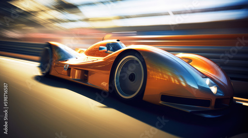 Futuristic vehicle with the fast and action-packed, car in motion, speed, moving, Made by AI, AI generated, Artificial intelligence	
