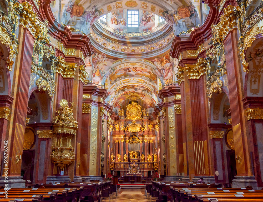 Interiors of Melk abbey church, Melk, Austria