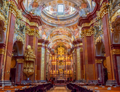 Slika na platnu Interiors of Melk abbey church, Melk, Austria