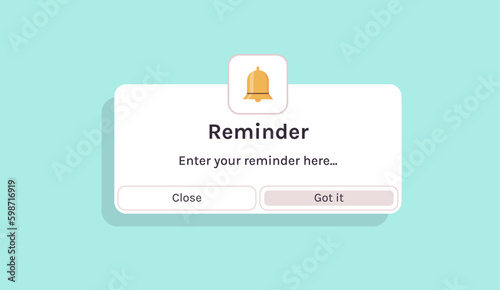 Reminder, notification page with floating elements and business planning, events, timetable flat vector illustration.	
