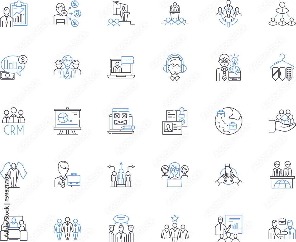Company Governance line icons collection. Accountability, Authority, Board, Compliance, Control, Direction, Ethics vector and linear illustration. Executive,Fiduciary,Governance outline Generative AI